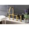 Kingston Brass KS2337KL Industrial Style Bridge Kitchen Faucet with Brass Sprayer, Brushed Brass KS2337KL - alternate 2